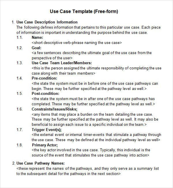 Use Case Templates Word Sample Use Case 6 Documents In Word Pdf