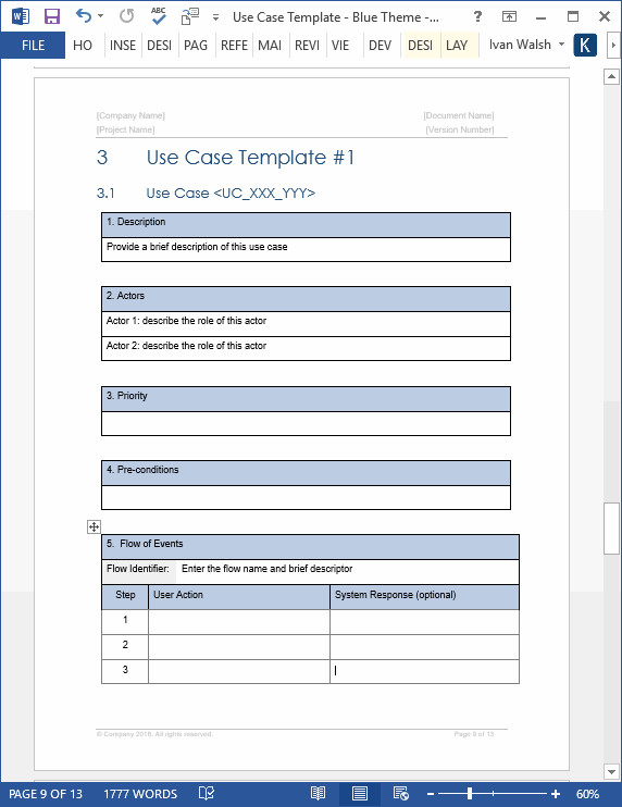 Use Case Templates Word Use Case Template – Ms Word &amp; Visio Templates