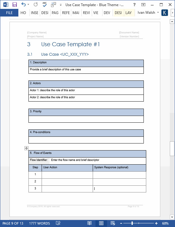 Use Case Templates Word Use Case Template – Ms Word & Visio Templates