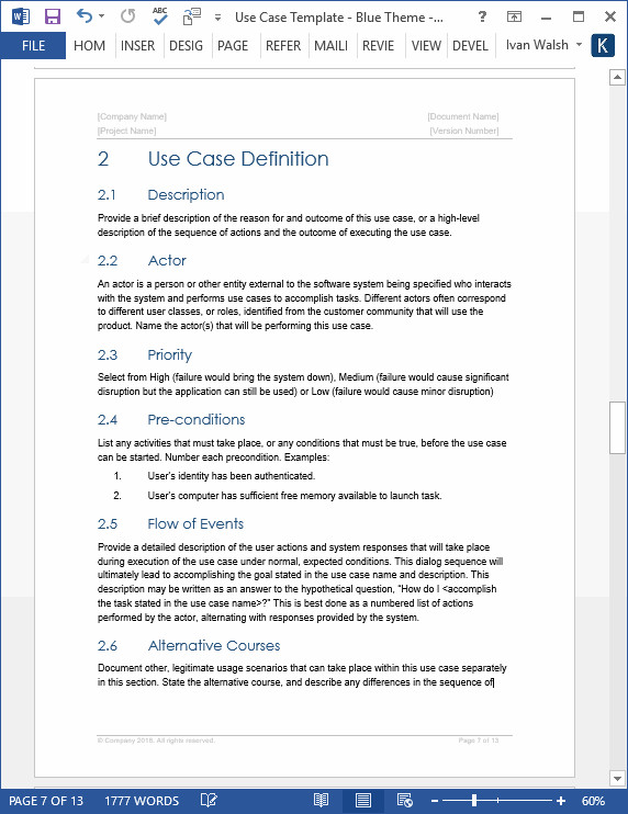 Use Case Templates Word Use Case Template – Ms Word & Visio Templates