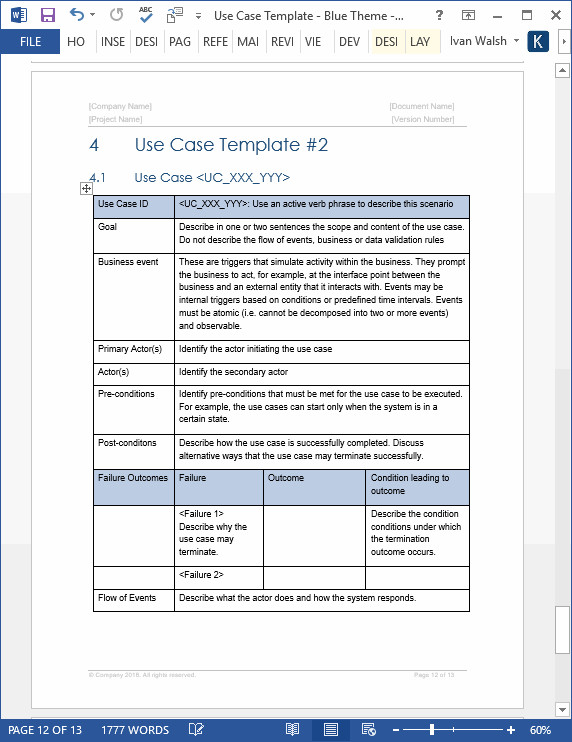 Use Case Templates Word Use Case Template – Ms Word & Visio Templates