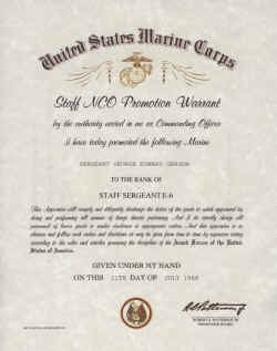 Usmc Promotion Warrant Template United States Marine Corps Snco Promotion Warrant