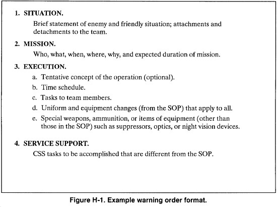 Usmc Warning order Example Fm 7 93 Appendix H