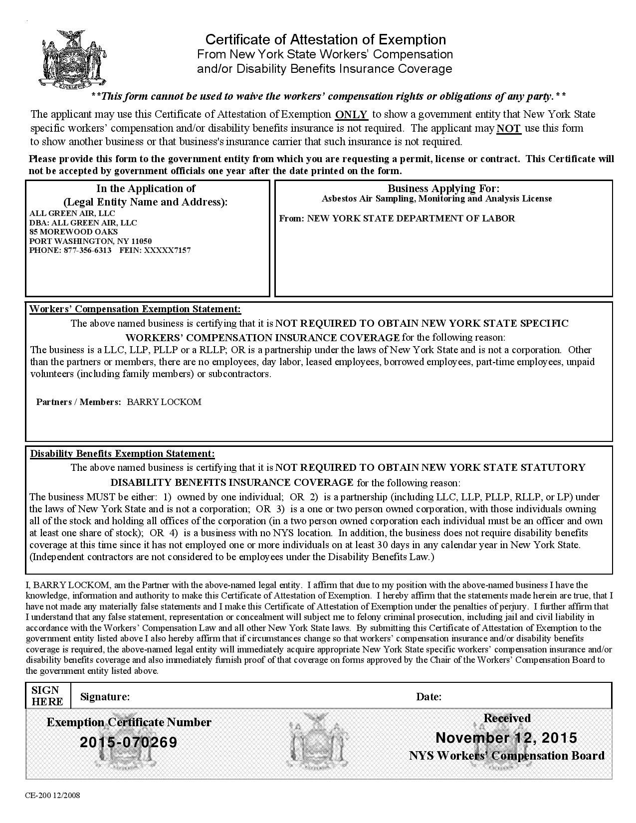 Utah Workers Compensation Waiver form Workers P forms Colorado