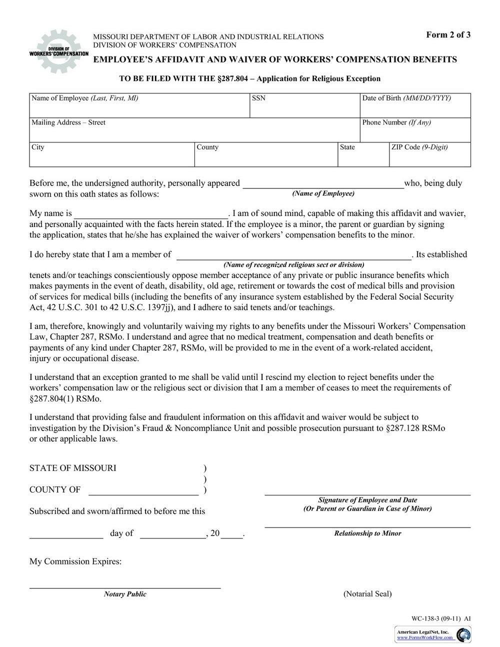 Utah Workers Compensation Waiver form Workers Pensation Waiver form New York