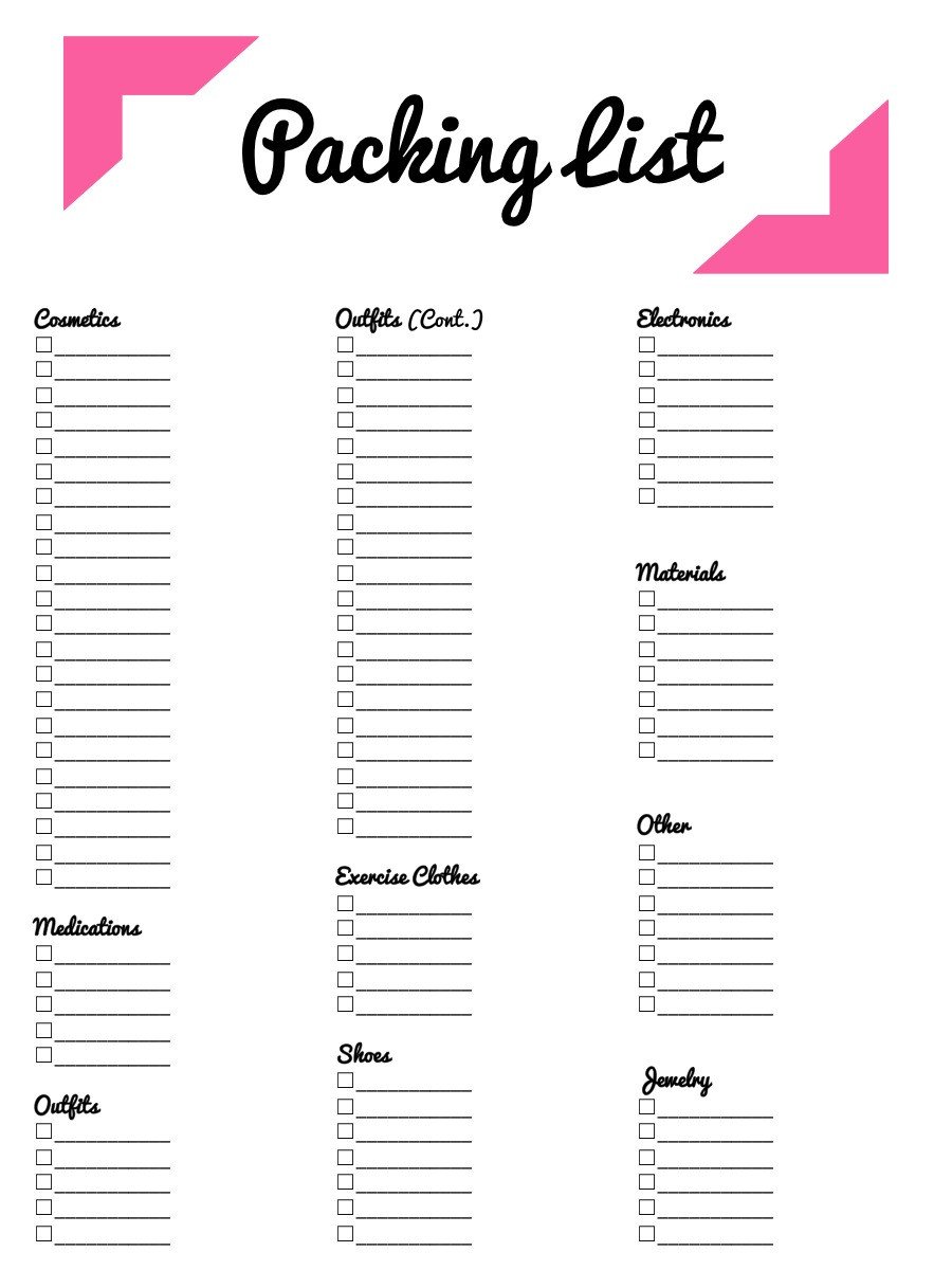 Vacation Packing List Template 21 Free Packing List Template Word Excel formats