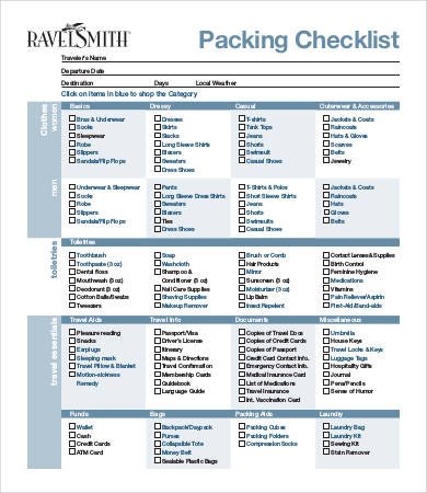 Vacation Packing List Template Packing Lists for Vacation 9 Free Word Pdf Documents