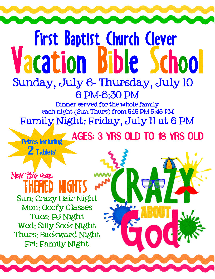 Vbs Flyer Template First Baptist Church Vacation Bible School