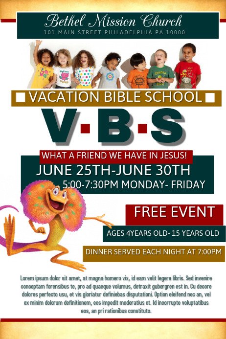 Vbs Flyer Template Vacation Bible School Template