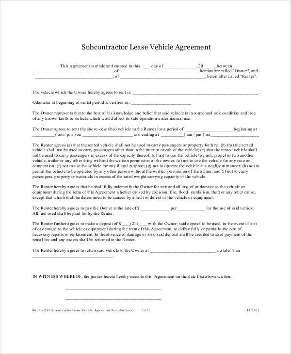 Vehicle Lease Agreement Template 14 Vehicle Lease Agreement Templates Docs Word