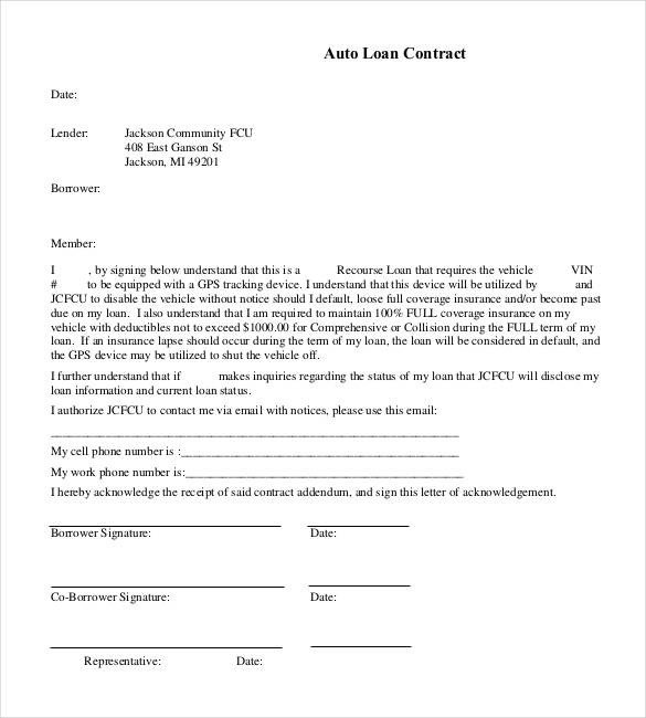 Vehicle Payment Contract Template 27 Loan Contract Templates – Word Google Docs Apple