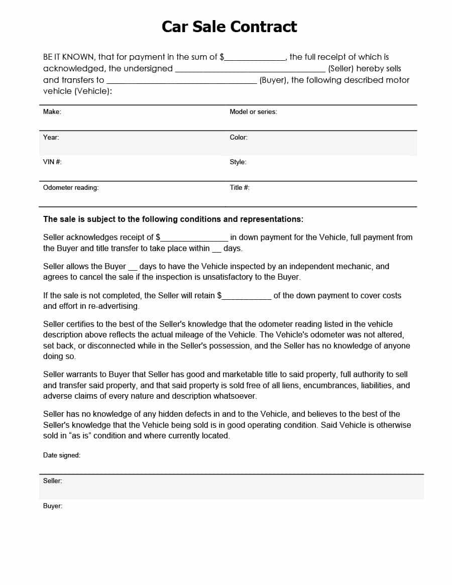 Vehicle Payment Contract Template 42 Printable Vehicle Purchase Agreement Templates