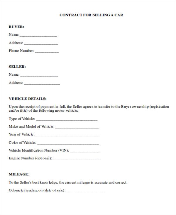 Vehicle Payment Contract Template 8 Payment Contract Templates Sample Example format