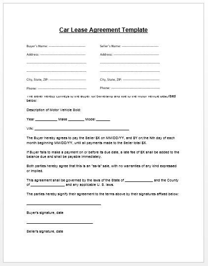 Vehicle Payment Contract Template Loan Agreement Template