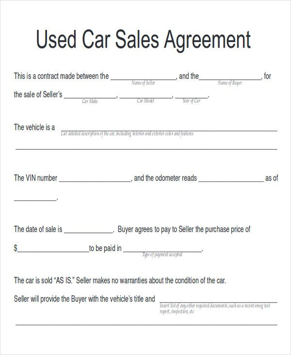 Vehicle Payment Contract Template Sample Car Sales Contract 12 Examples In Word Pdf