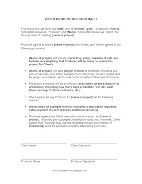 Videography Contract Template Free Video Production Contract Template