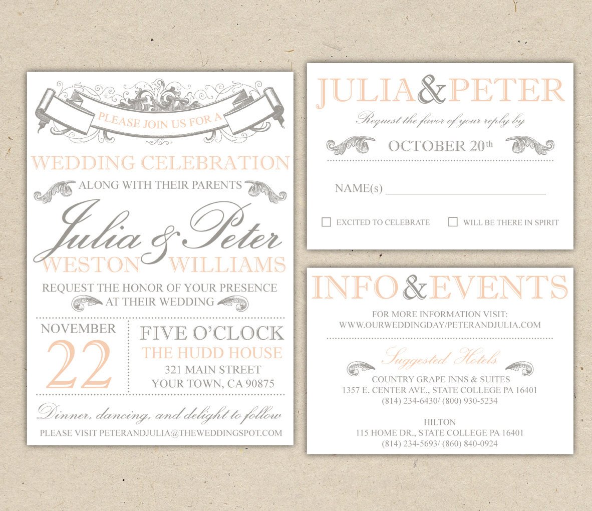 Vintage Wedding Invitation Templates Vintage Modern Wedding Invitation Prints Custom by
