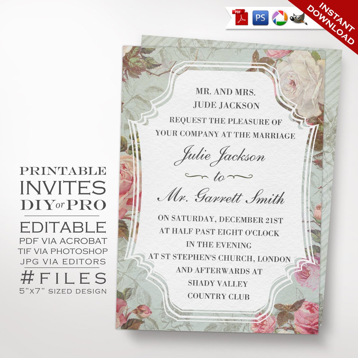 Vintage Wedding Invitation Templates Wedding Invitation Template Vintage Rose Wedding Invitation