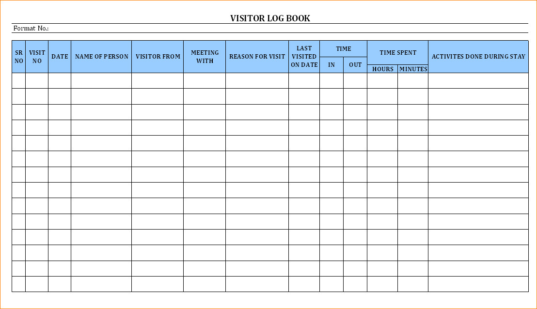 Visitor Log Template Excel 6 Visitor Log Book