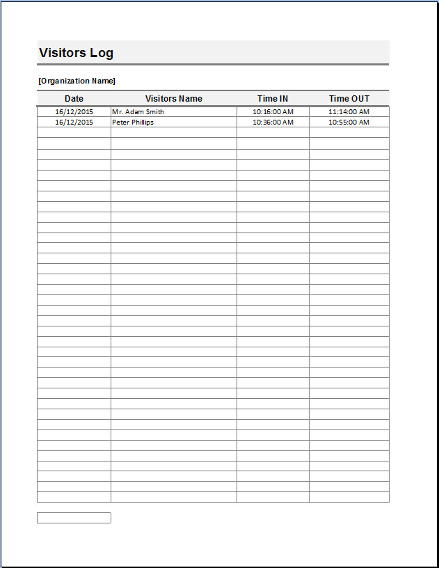 Visitor Log Template Excel Visitor S Log Template Visitor Log Template Excel Visitor S Log Template