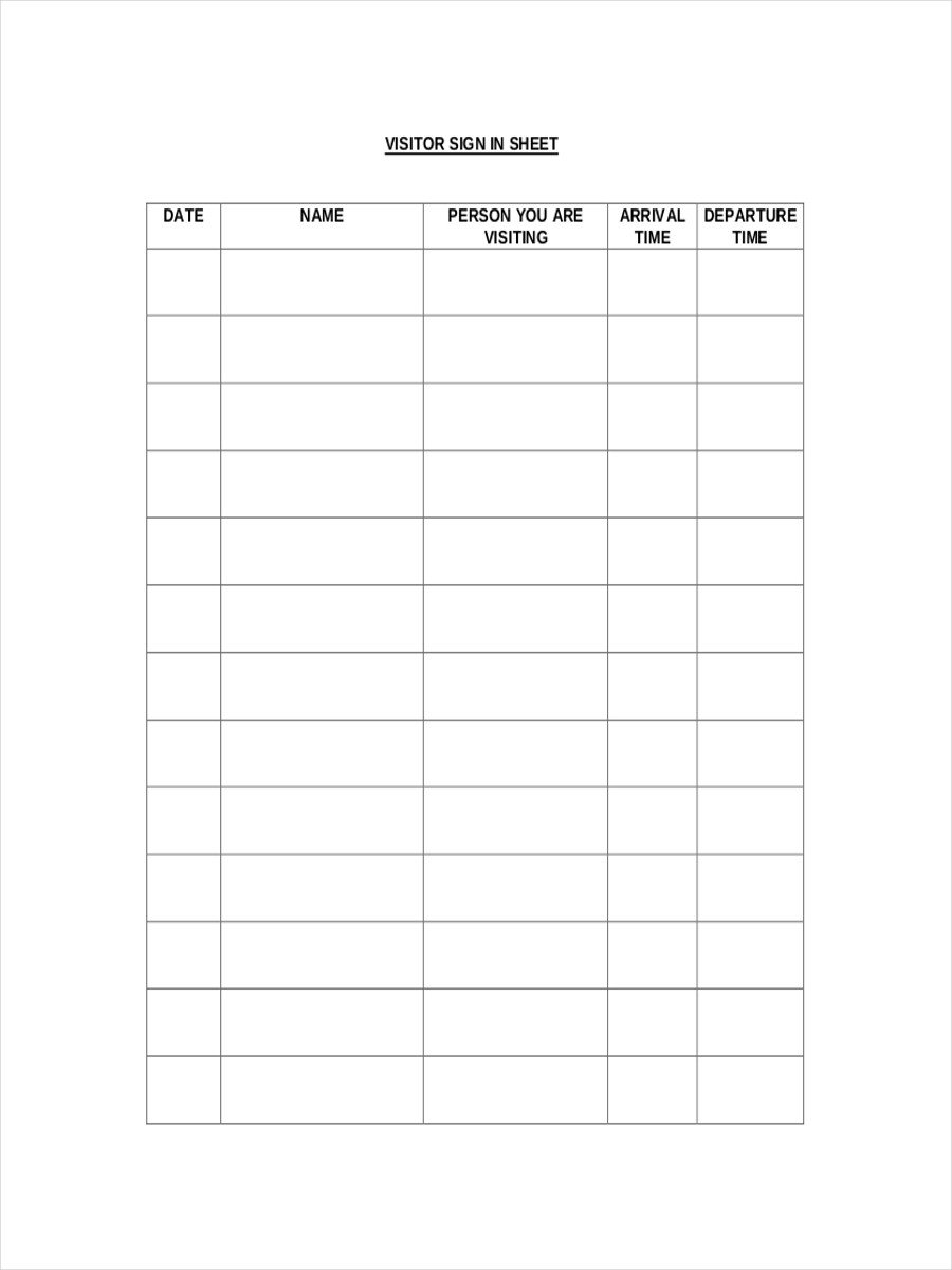 Visitor Sign In Sheet 12 Sign In Sheet Examples &amp; Samples
