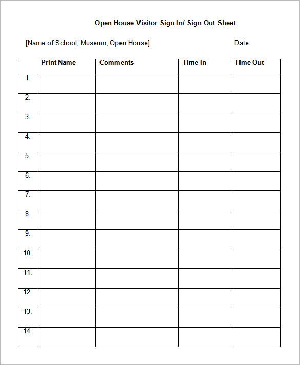 Visitor Sign In Sheet 75 Sign In Sheet Templates Doc Pdf