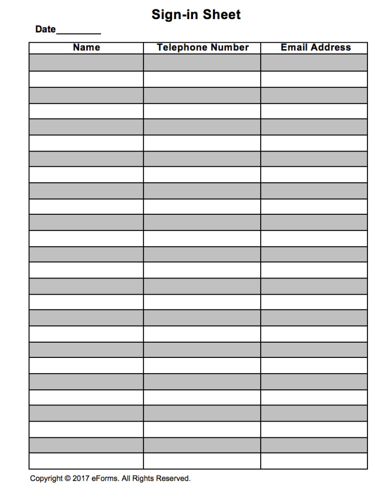 Visitor Sign In Sheet attendance Guest Sign In Sheet Template