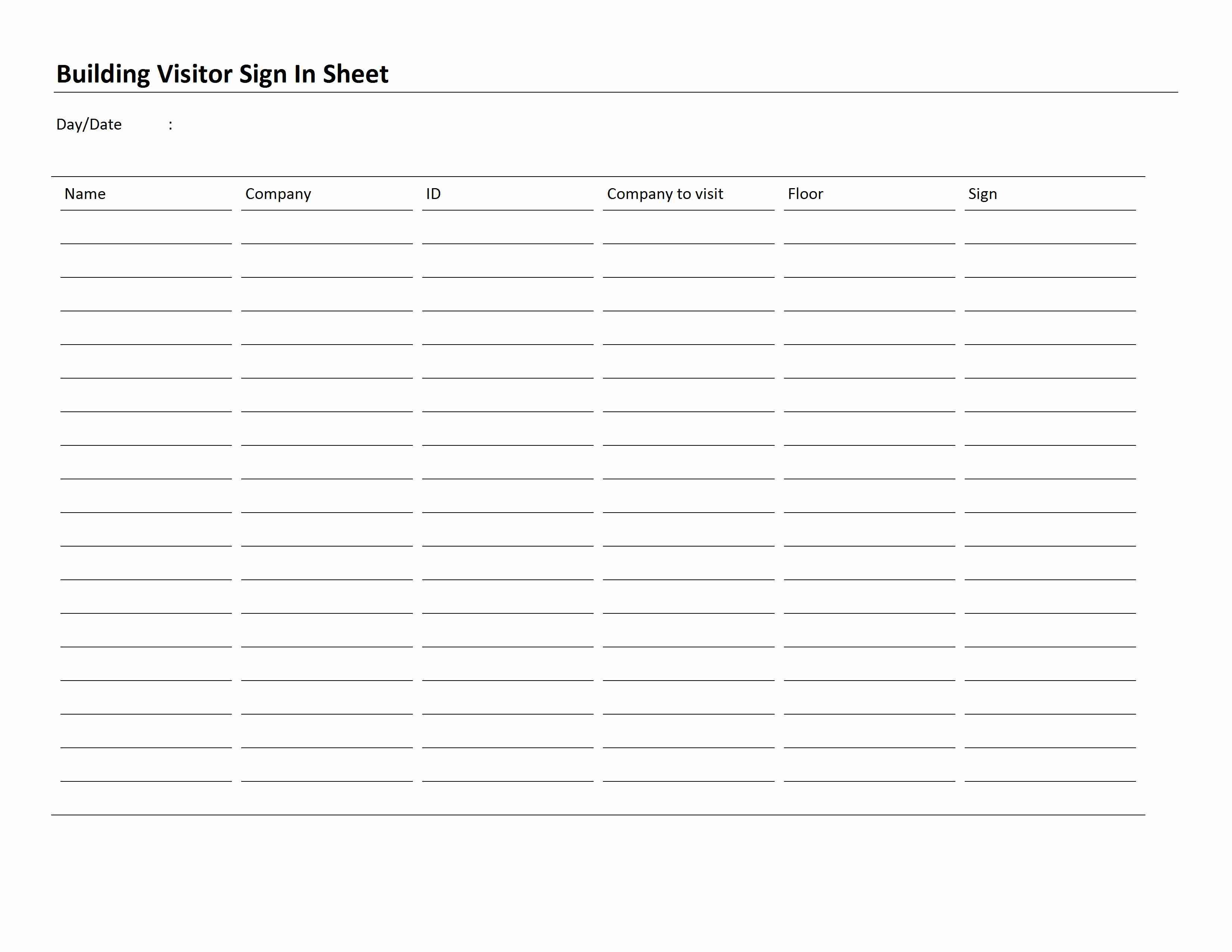 Visitor Sign In Sheet Building Visitor Sign In Sheet