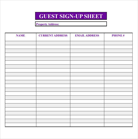 Visitor Sign In Sheet Sample Open House Sign In Sheet 14 Documents In Pdf