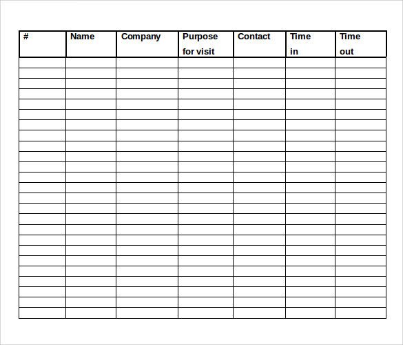 Visitor Sign In Sheet Sample Visitor Sign In Sheet 10 Documents In Word Pdf