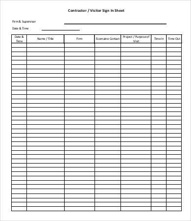 Visitor Sign In Sheet Template Visitor Sign In Sheet Template 13 Free Word Pdf
