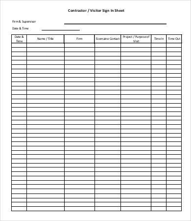 Visitor Sign In Sheet Visitor Sign In Sheet Template 13 Free Word Pdf