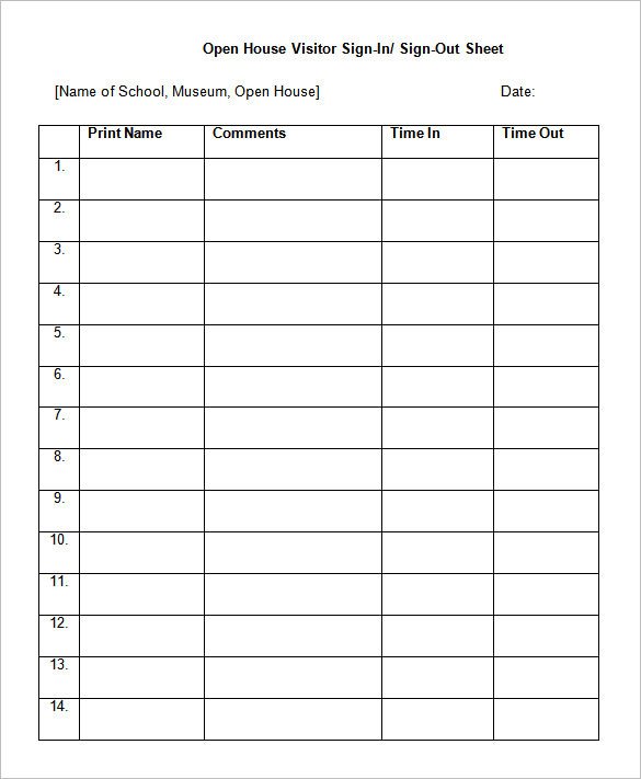 Visitor Sign In Sheets 75 Sign In Sheet Templates Doc Pdf