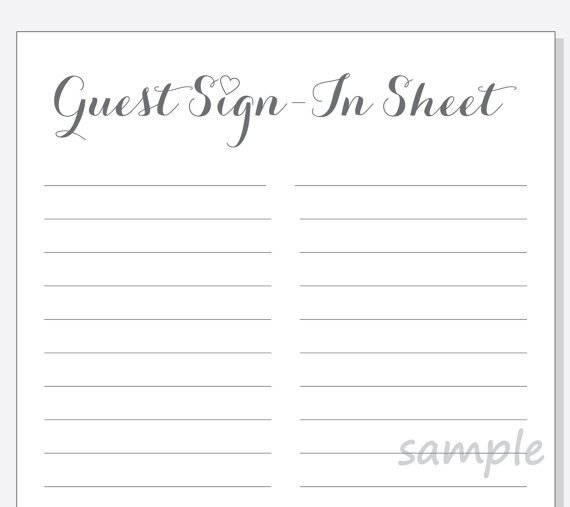 Visitor Sign In Sheets Diy Guest Sign In Sheet Printable for A Wedding Bridal