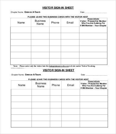 Visitors Sign In Sheet Visitor Sign In Sheet Template 13 Free Word Pdf