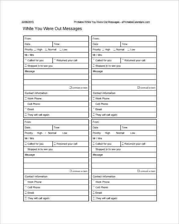 Voicemail Log Template 10 Telephone Message Templates Word Excel Pdf formats