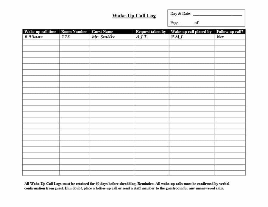 Voicemail Log Template 40 Printable Call Log Templates In Microsoft Word and Excel