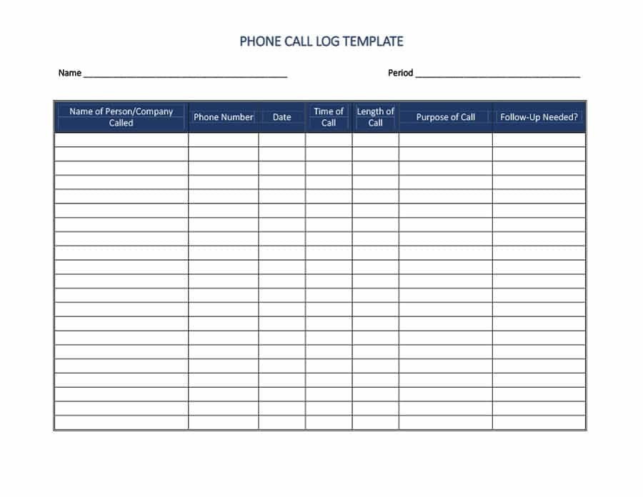 Voicemail Log Template 40 Printable Call Log Templates In Microsoft Word and Excel