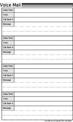 Voicemail Log Template Templates