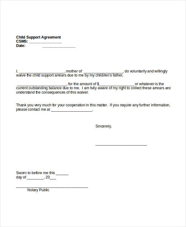 Voluntary Child Support Agreement Template 10 Child Support Agreement Templates Pdf Doc