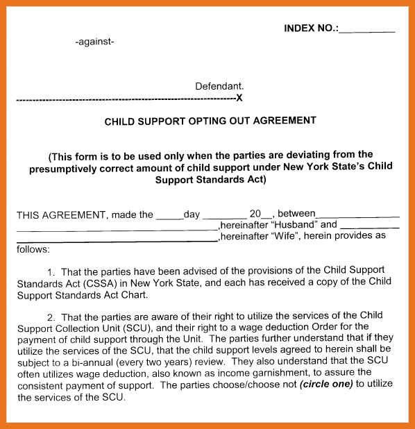 Voluntary Child Support Agreement Template 4 5 Child Support Agreement Letter