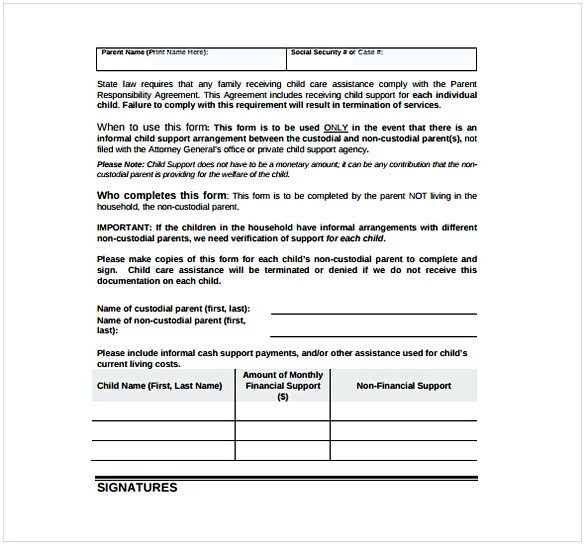 Voluntary Child Support Agreement Template Child Support Agreement Template