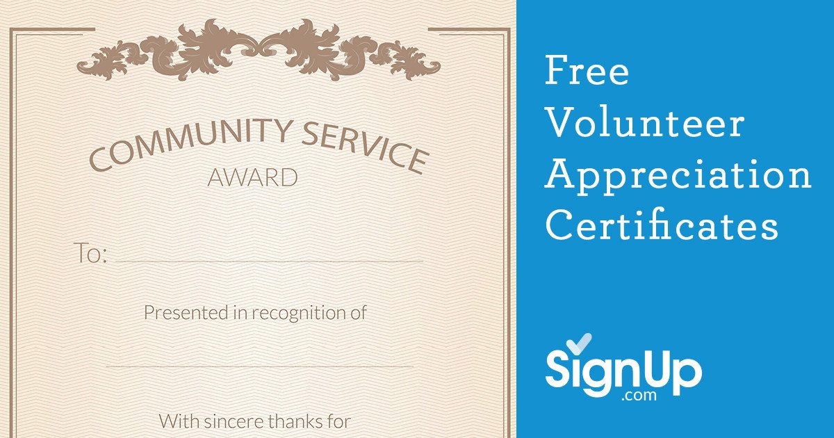 Volunteer Certificate Of Appreciation Free Printable Volunteer Appreciation Certificates