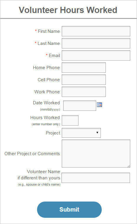 Volunteer Hours form Template Volunteer Management Discount Codes and Mobile forms News