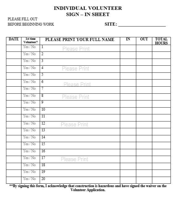 Volunteer Sign In Sheet 10 Free Sample Volunteer Sign In Sheet Templates