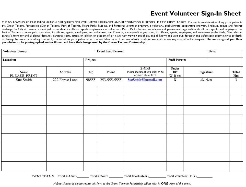 Volunteer Sign In Sheet 10 Free Sample Volunteer Sign In Sheet Templates