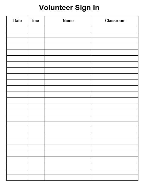 Volunteer Sign In Sheet 10 Free Sample Volunteer Sign In Sheet Templates