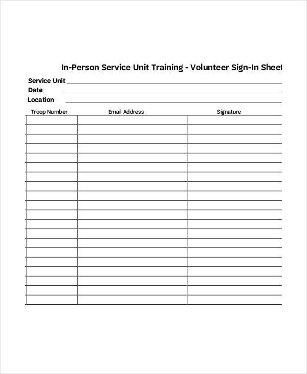 Volunteer Sign In Sheet Volunteer Sign In Sheet Templates 14 Free Pdf Documents