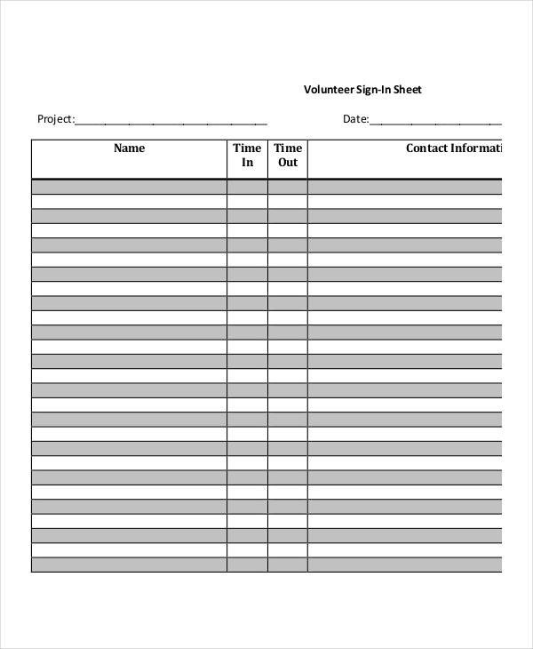 Volunteer Sign In Sheet Volunteer Sign In Sheet Templates 14 Free Pdf Documents