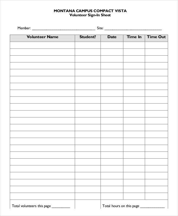 Volunteer Sign In Sheet Volunteer Sign In Sheet Templates 14 Free Pdf Documents